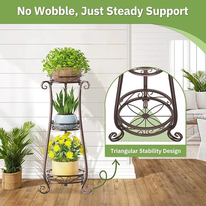 KMOTASUO 3 Tier Metal Plant Stand - Image 3