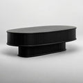 NTC Stream DOU Coffee Table, Modern Double-Layer Oval Wooden Center Table by NTC