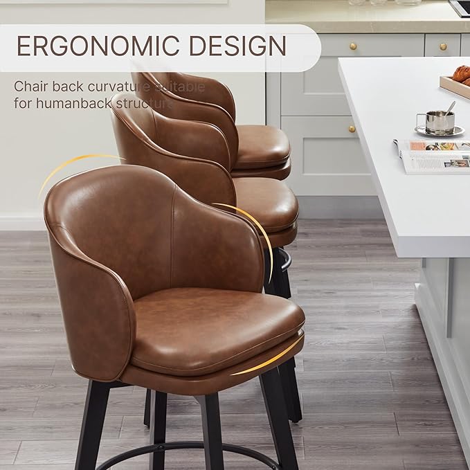 Counter Height Barstools 26 inch Upholstered Swivel Bar Stools - Image 6
