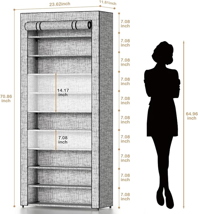 Covered Shoe Rack Tall Metal Shoes Rack Organizer - Image 2