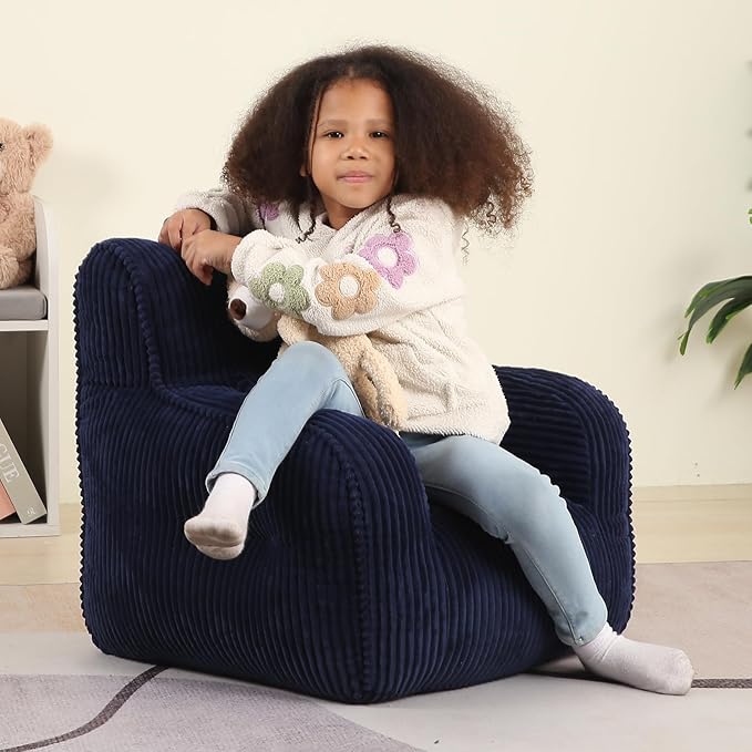 Kids Bean Bag Chair with a Plush Bear, Comfy Toddler Chair - Image 2