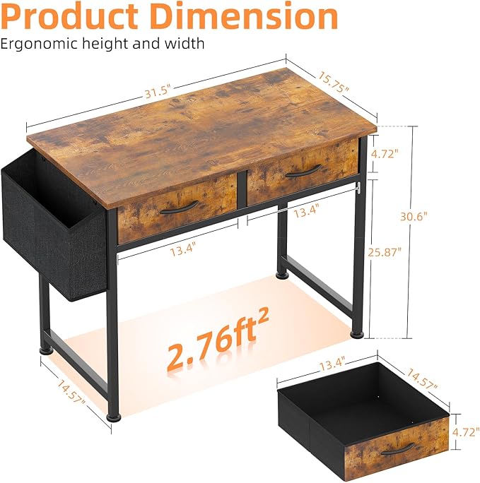 Small Desk with Fabric Drawers- - Image 3