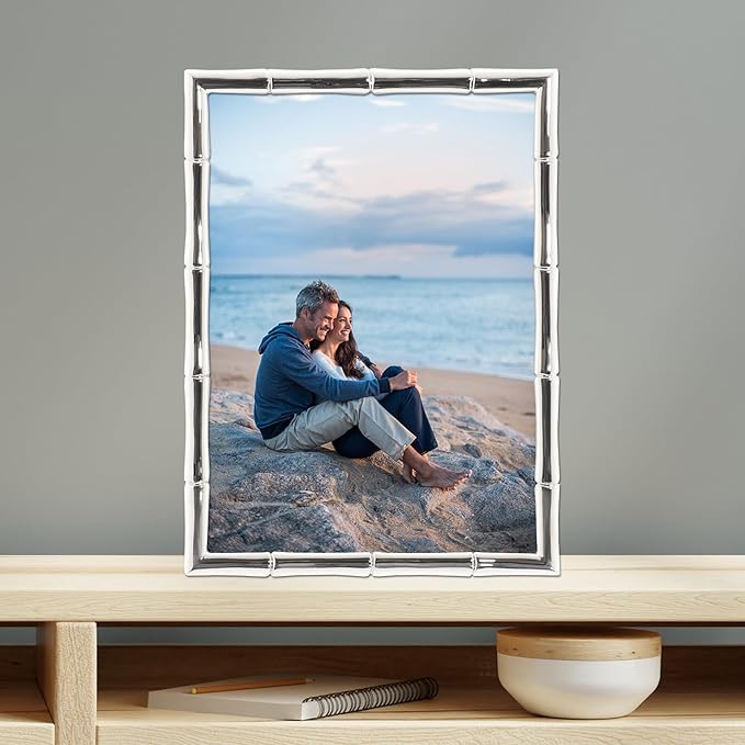 Lawrence Frames 710157 Silver Metal Bamboo 5x7 Picture Frame - Image 2
