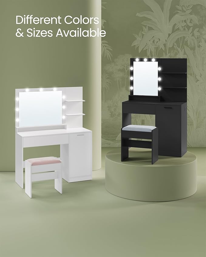 VASAGLE Vanity Desk with Mirror and Lights, 35.4-Inch Wide Makeup Vanity with - Image 7