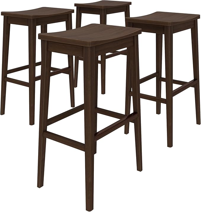 Plank+Beam Smythe Bar Stool, Sturdy Wood Modern Kitchen Bar Height Stool - Image 4