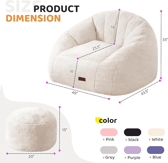 HABUTWAY Bean Bag Chair, Giant Bean Bag Chairs - Image 2