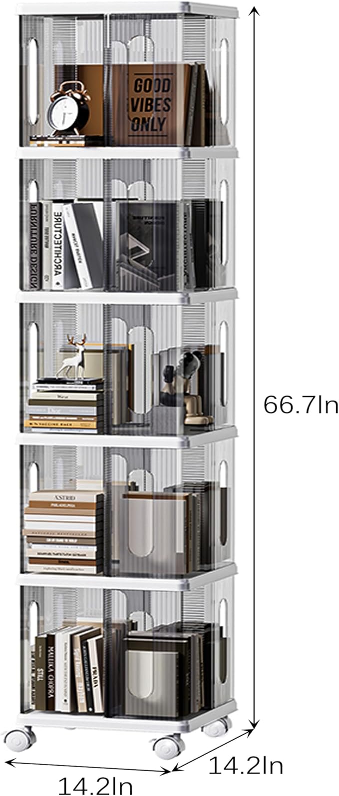 Rotating Bookshelf Tower, 360-Degree rotating bookshelves, Small Space Spinning - Image 2