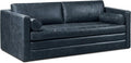 POLY & BARK Napa 82" Leather Pull-Out Convertible Sleeper Sofa in Midnight Blue by POLYBARK