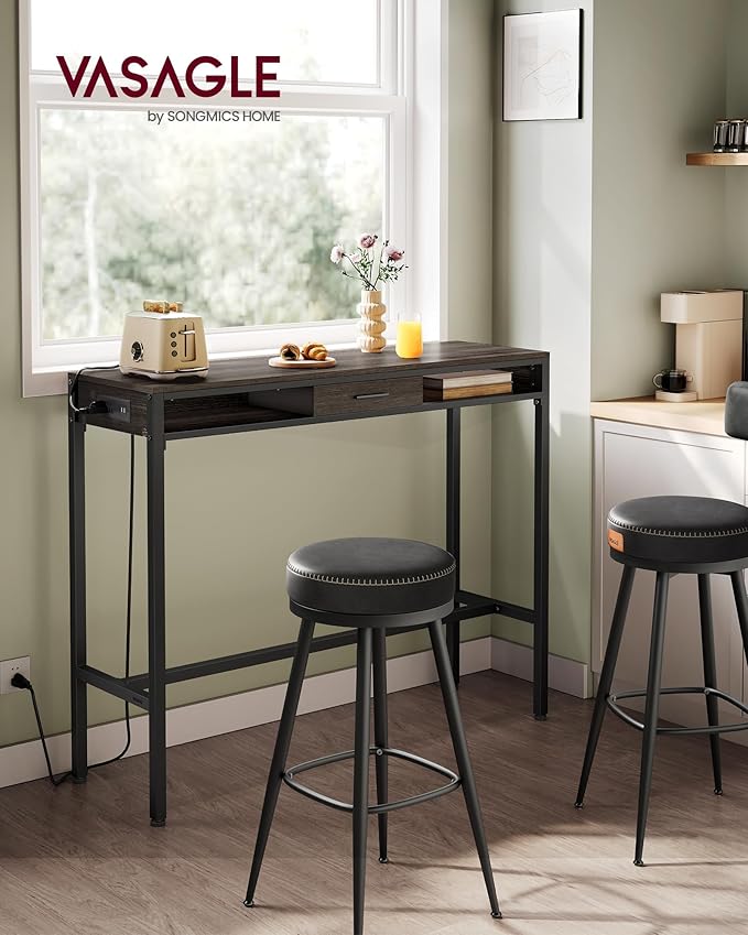 VASAGLE Bar Table with Power Outlets, 47.2 Inches Long Bar Height Pub Table - Image 2