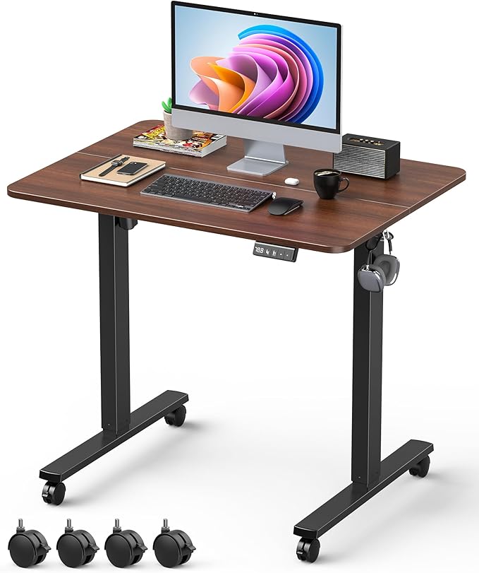 Small Height Adjustable Electric Standing Desk, 31.5" x 23.6" Sit Stand up Desk by XyndyxErgonomicDesign