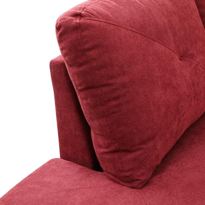 Red L-Shaped 3-Piece Flannelette Sofa - Image 4