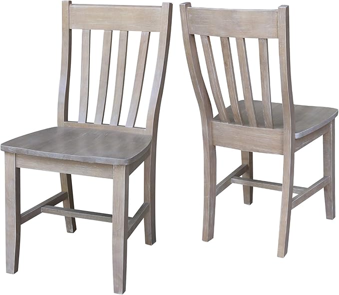 International Concepts Set of Two Cafe Dining Chairs, Washed Gray Taupe - Image 4