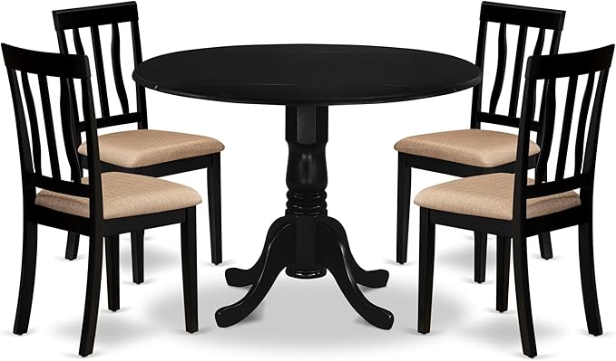 East West Furniture DLAN5-BLK-C 5 Piece Dining Room Table Set Includes a Round by EastWestFurniture