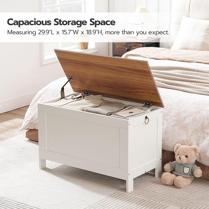 HOOBRO Toy Box, Retro Wooden Look Storage Chest - Image 3