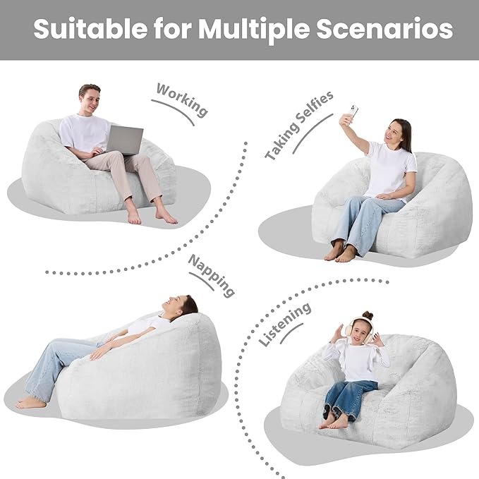 Bean Bag Chairs for Adults, Giant Beanbag Sofa Comfy Reading Chair, Oversized - Image 7