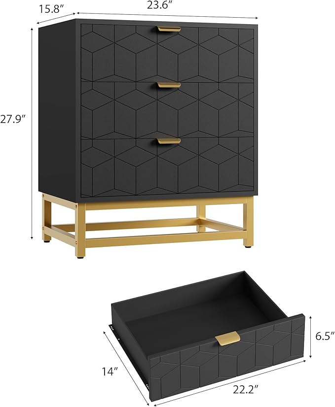 GAOMON 3 Drawer Dresser, Wood Chest Drawers - Image 2
