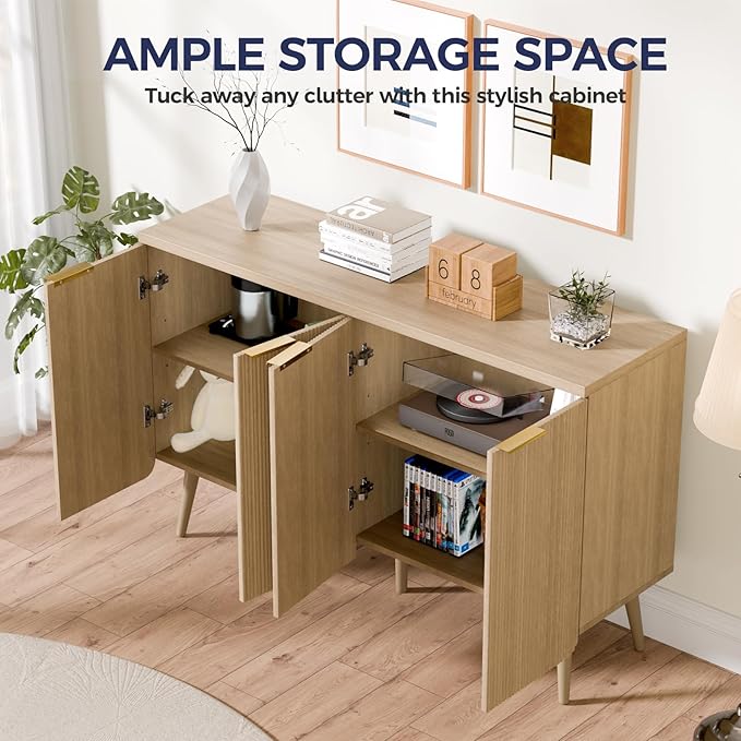 47.2" Buffet Cabinet with 4 Doors, Accent Sideboard Cabinet with Adjustable - Image 4