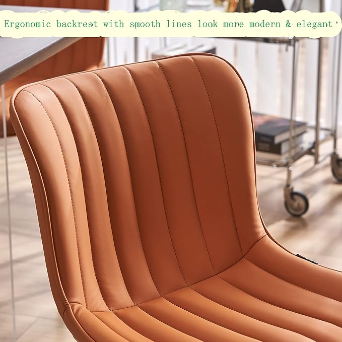 YOUNUOKE Dining Chairs Set of 2 Camel Mid Century Modern Kitchen Chairs Armless - Image 3