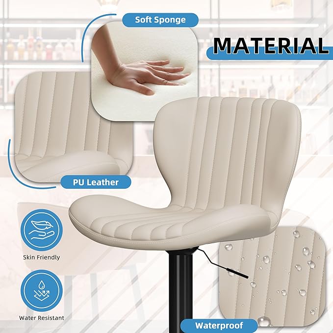 Shintenchi Bar Stools Set of 2 Modern Swivel Bar Chairs, Counter Height Faux - Image 5