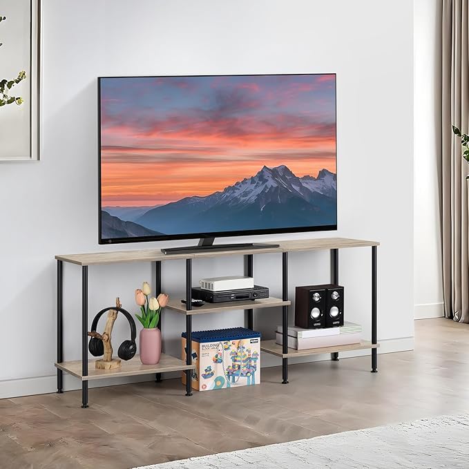 50 Inch TV Stand for Bedroom Rustic Grey Entertainment Center by Luplom