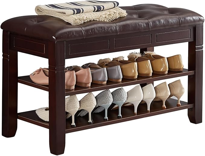 Shoe Storage Bench, Entryway Shoe Rack by ZIRKOOON