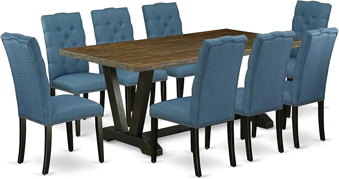 East West Furniture V677EL121-9 9 Piece Dining Set Includes a Rectangle Dining by EastWestFurniture