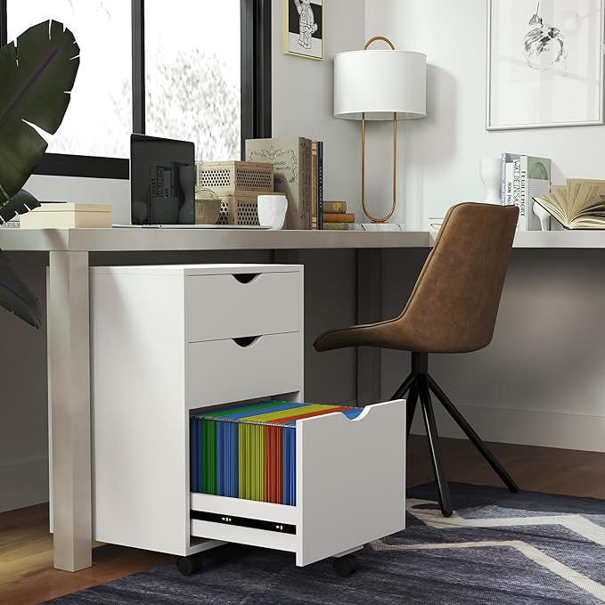 HollyHOME 3-Drawer Wood File Cabinet, Under Desk Cabinet - Image 2