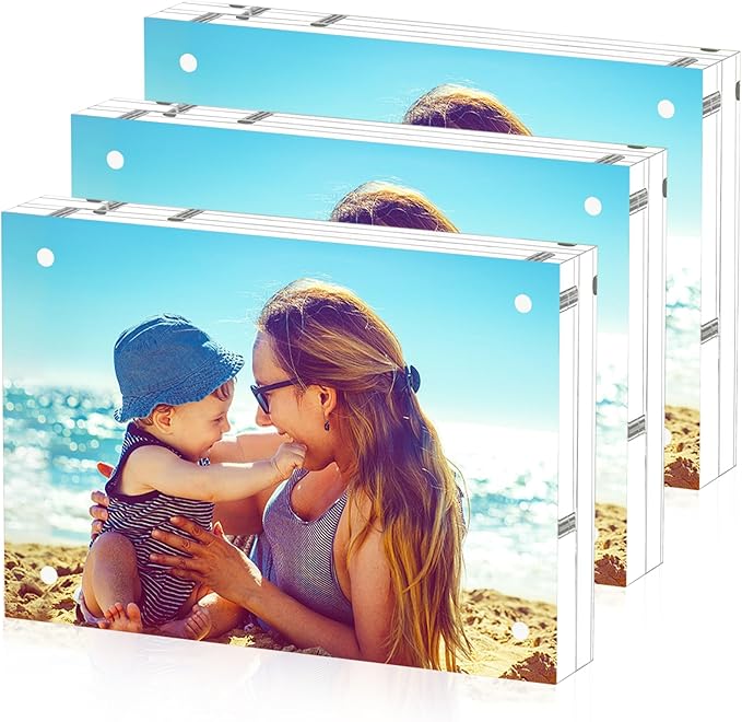 HELPLEX Acrylic Frame, 3 Pack 3.5x5 Acrylic Picture Frames, 20mm Thicker by HELPLEX