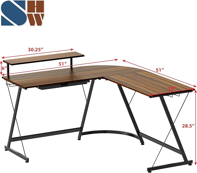 SHW 51 x 51 Inches Vista L-Shaped Desk - Image 3