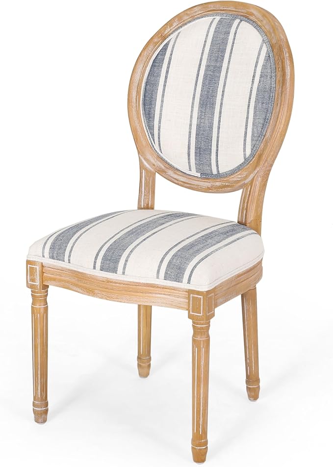 Christopher Knight Home Phinnaeus Dining Chair Set, Dark Blue Stripes + Light - Image 6