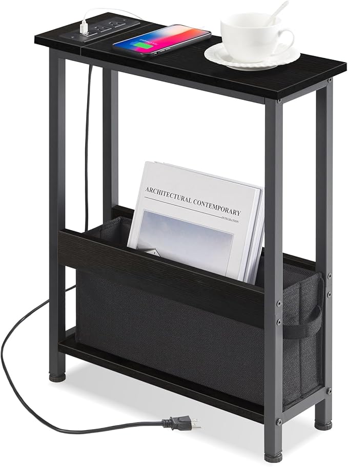 Slim Charging End Table with Storage by BAMGROW