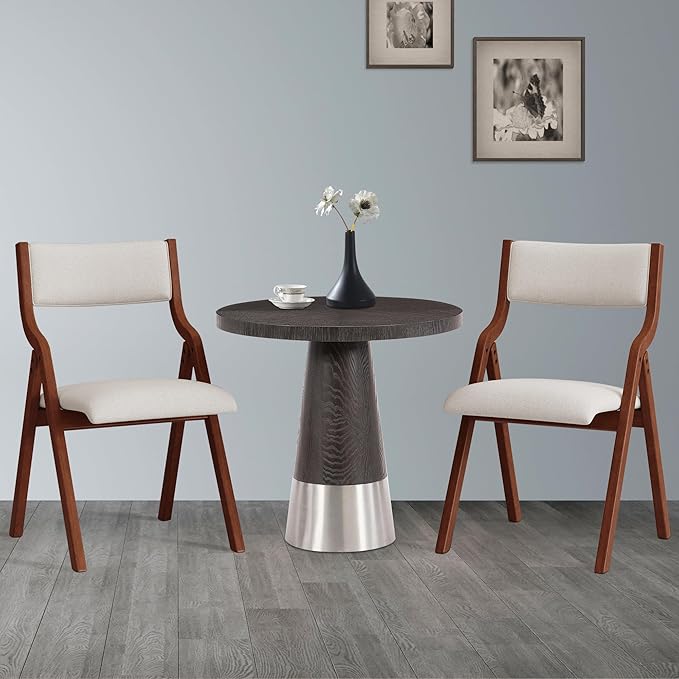 Folding Dining Chairs Set of 2, Upholstered Kitchen Chair by FAVSH