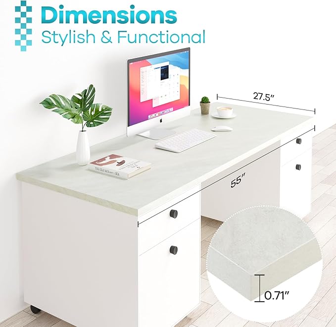 Kaboon Universal Tabletop 55"x27.5", Solid One-Piece Melamine Table Top - Image 3