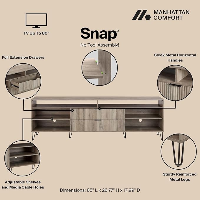 Manhattan Comfort Dumbo Mid Century Modern TV Stand - Image 4