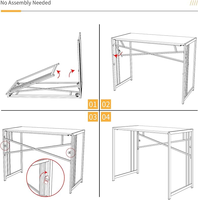 Folding Desk 40 inch Writing Gaming Computer Camping Table, No Assembly - Image 4