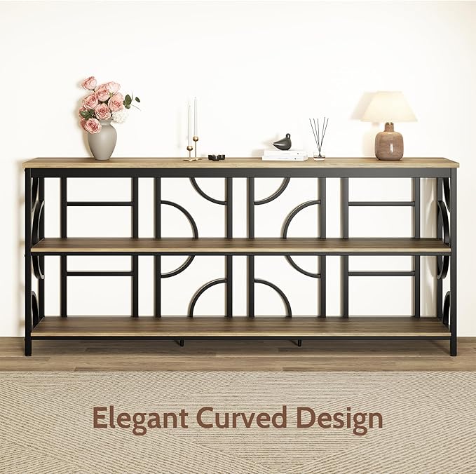 70.9-Inch Industrial Sofa Table, Extra Long Console Table Behind Couch - Image 9