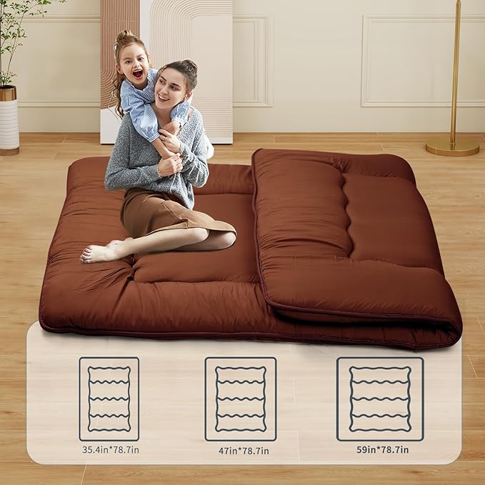 Japanese Floor Mattress, Roll Up Memory Foam Tatami Mat Easy to Store and - Image 5