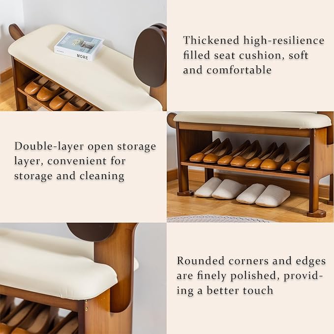 Shoe Bench – 2-Tier Wooden Entryway Organizer Cute Dog-Shaped - Image 5