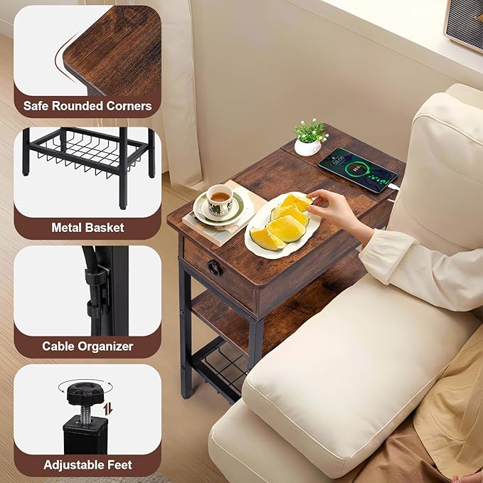 Skinny End Tables with USB Ports and Outlets - Image 6