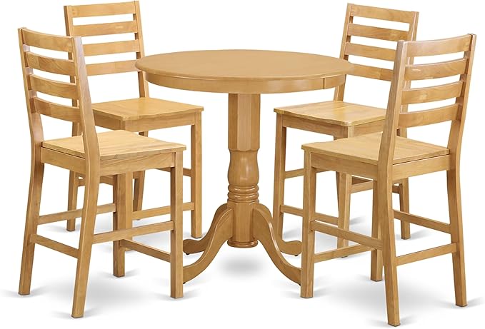 East West Furniture JACF5-OAK-W 5 Piece Counter Height Dining Set Includes a by EastWestFurniture