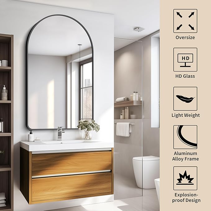 FORBATH Arched Mirror 30x50 Inch, Hanging or Leaning Against Wall - Image 3