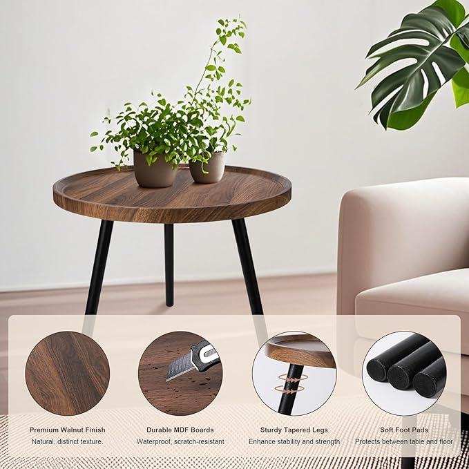 Nesting Coffee Table Set of 2, Modern Round Coffee Tables Nesting Side Table Set - Image 3