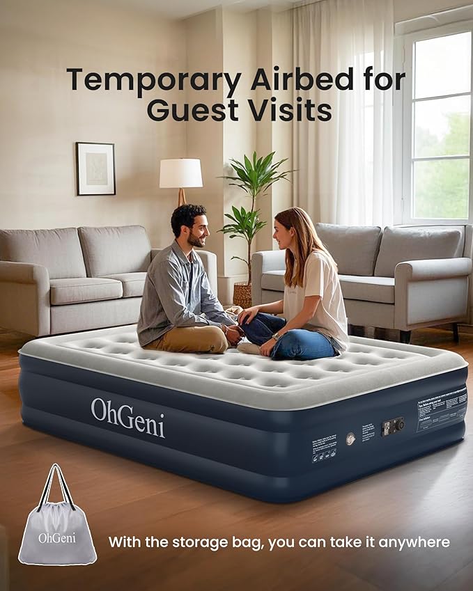 OhGeni Air Mattress Queen with Built in Pump, Blow Up Colchones Inflables - Image 6