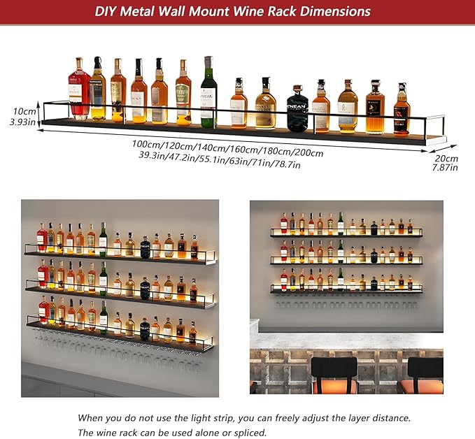 63in Wall-Mounted Metal Wine Rack - Image 2