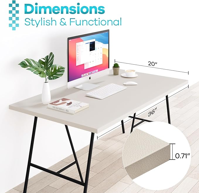 Kaboon Universal Tabletop 36"x20", Solid One-Piece Melamine Table Top, Double L - Image 3