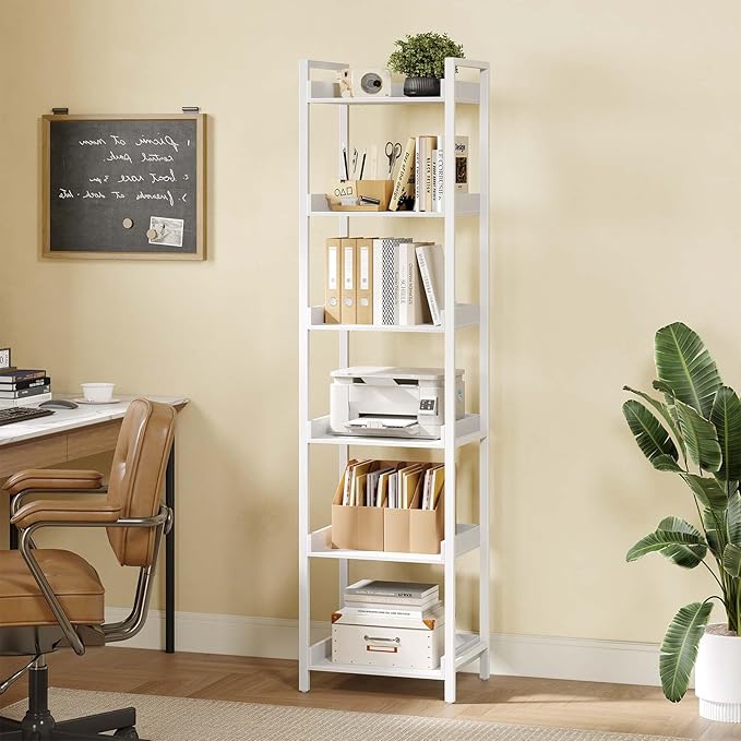 Rolanstar Bookshelf, 6-Tier Storage Rack, Narrow Corner Bookshelf, Display - Image 5