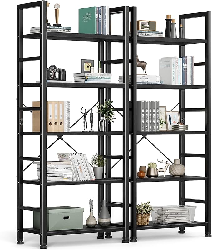 DUMOS 5 Tier Book Shelf Tall Modern Bookcase Set of 2 by DumosLifestyle