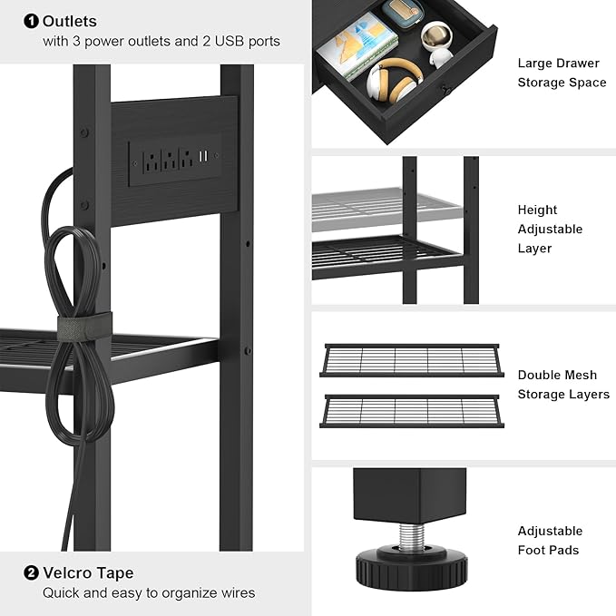 Ecoprsio Entryway Table with Outlets and USB Ports, Console Table with 2 Drawers - Image 4