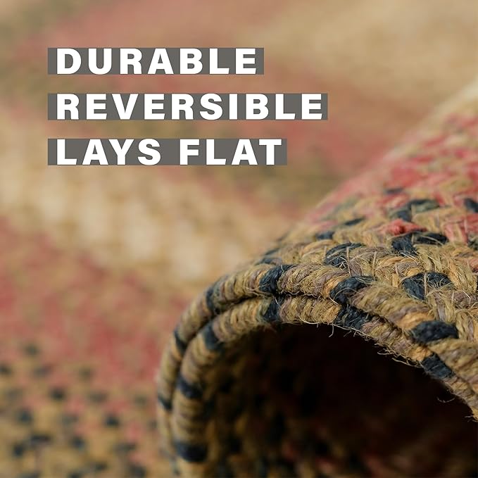 Russet Multi Color Jute Braided Area Rug, 4x6' Rectangle - Image 4