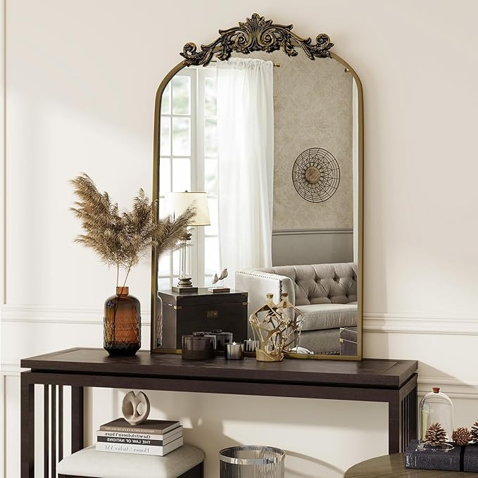 Vintage Arched Bathroom Mirror, 24x36 Inch Retro Wall Mounted Vanity Mirror - Image 6